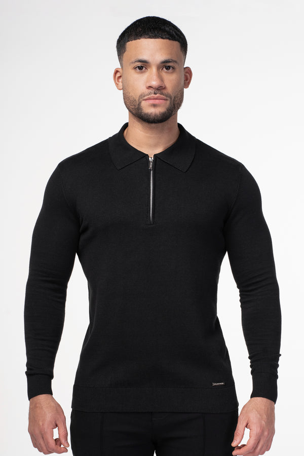 THE VIDA - LONGSLEEVE POLO - BLACK - ICON. AMSTERDAM