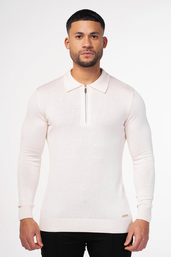 THE VIDA - LONGSLEEVE POLO - BEIGE - ICON. AMSTERDAM