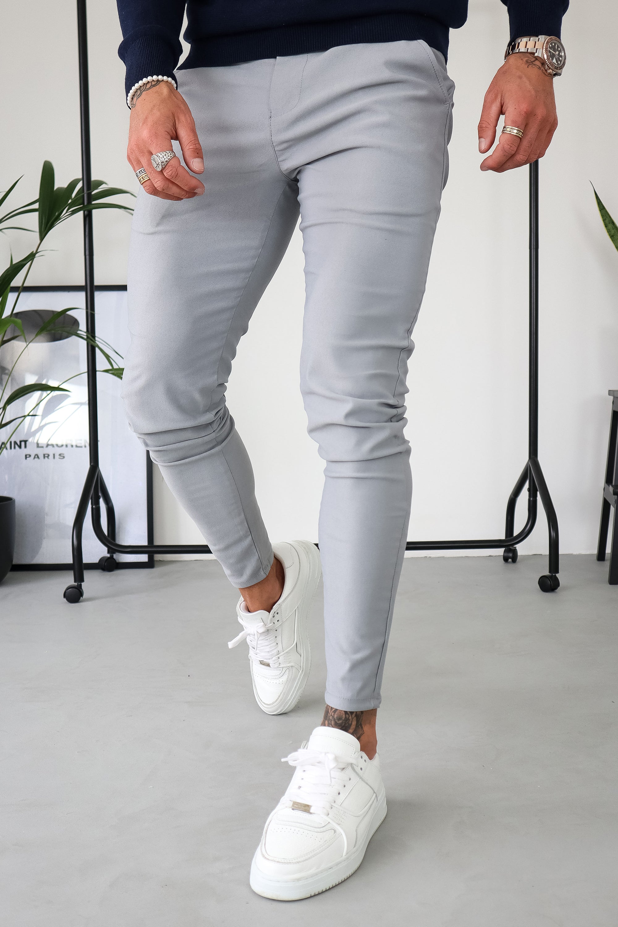 THE AVANI TROUSERS - LIGHT GREY - ICON. AMSTERDAM