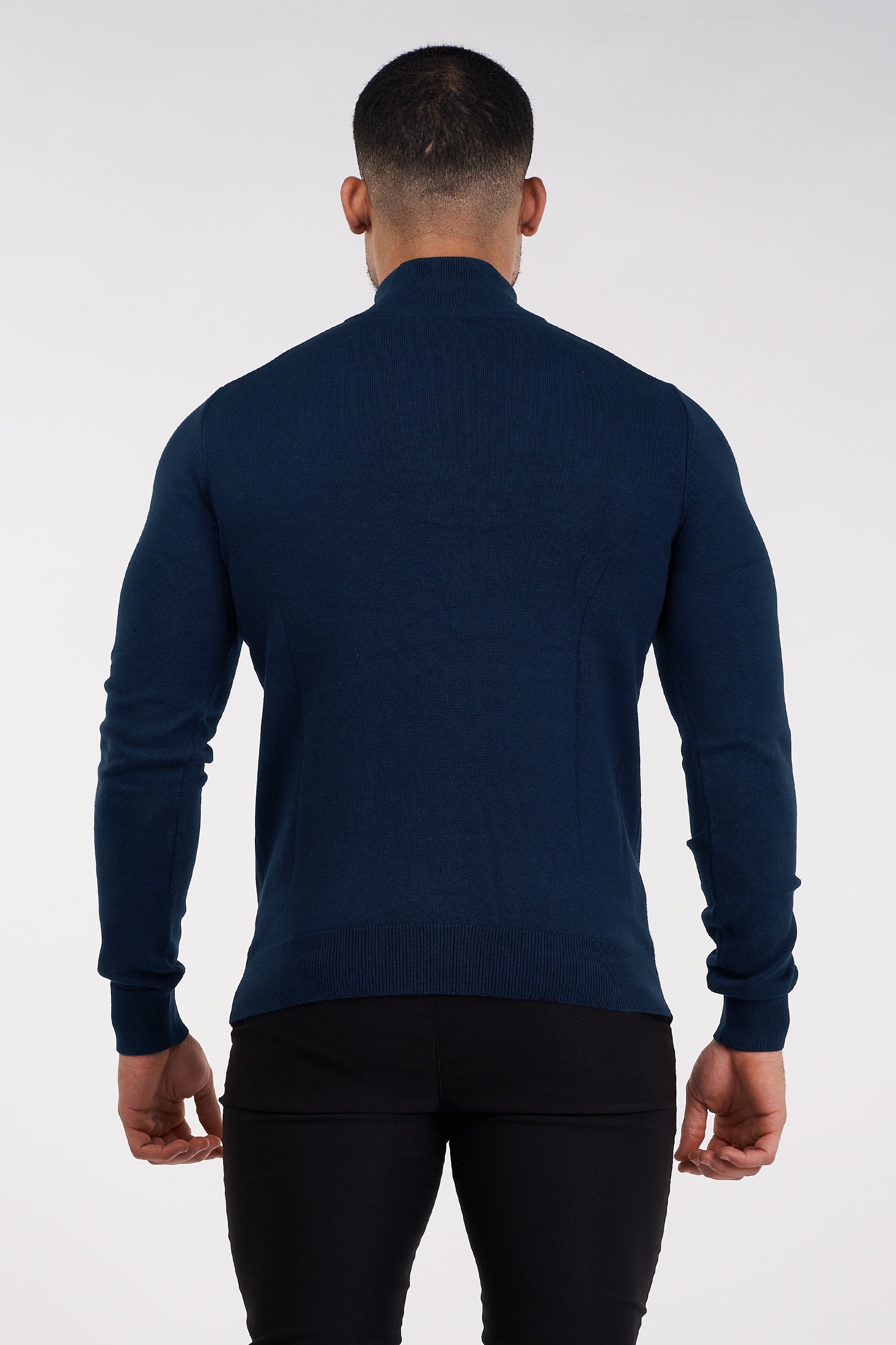 THE SANTONI - HALF ZIP SWEATER - BLUE - ICON. AMSTERDAM