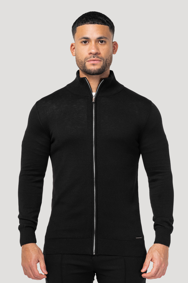 THE SANTONI FULL ZIP SWEATER - BLACK - ICON. AMSTERDAM