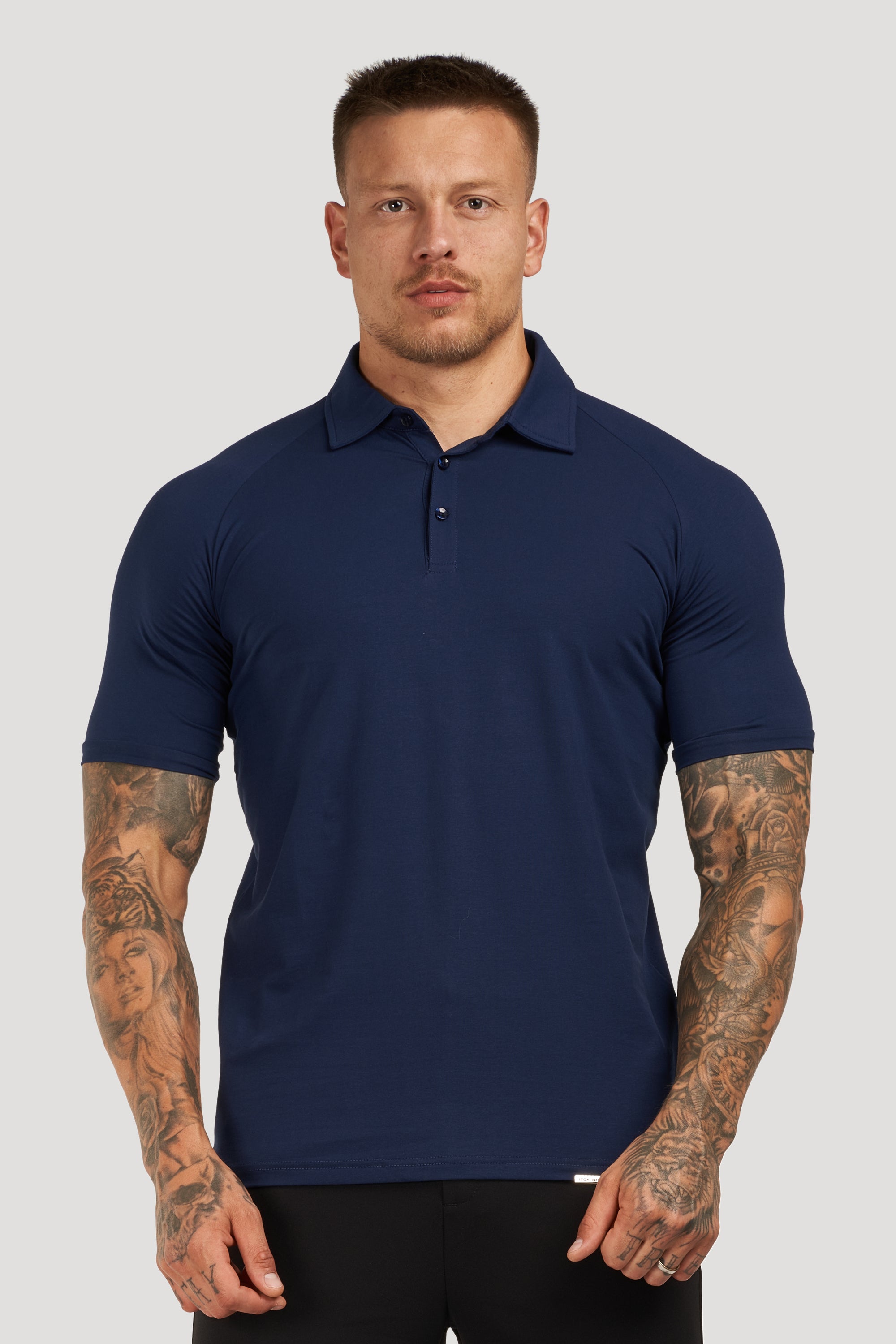 THE MUSCLE BUTTON POLO - DARK BLUE