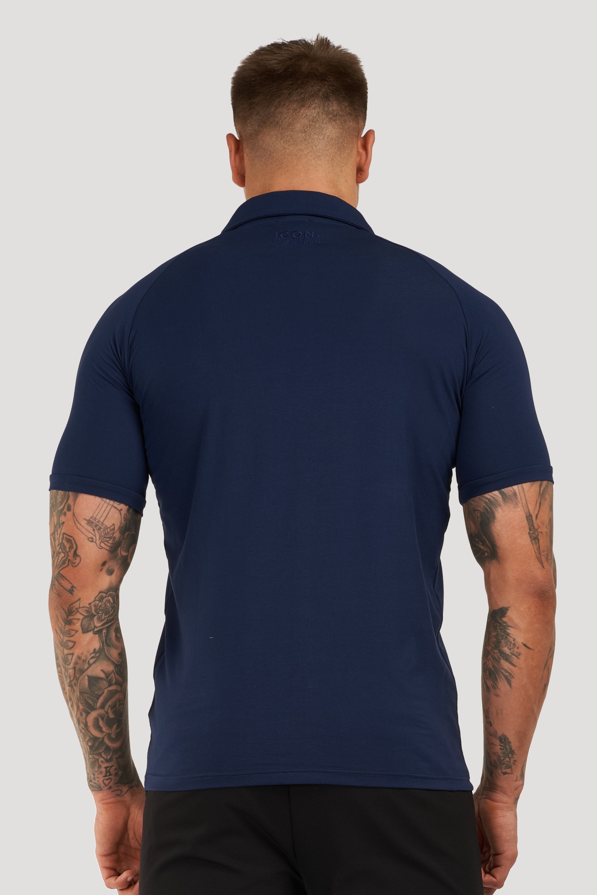 THE MUSCLE BUTTON POLO - DARK BLUE