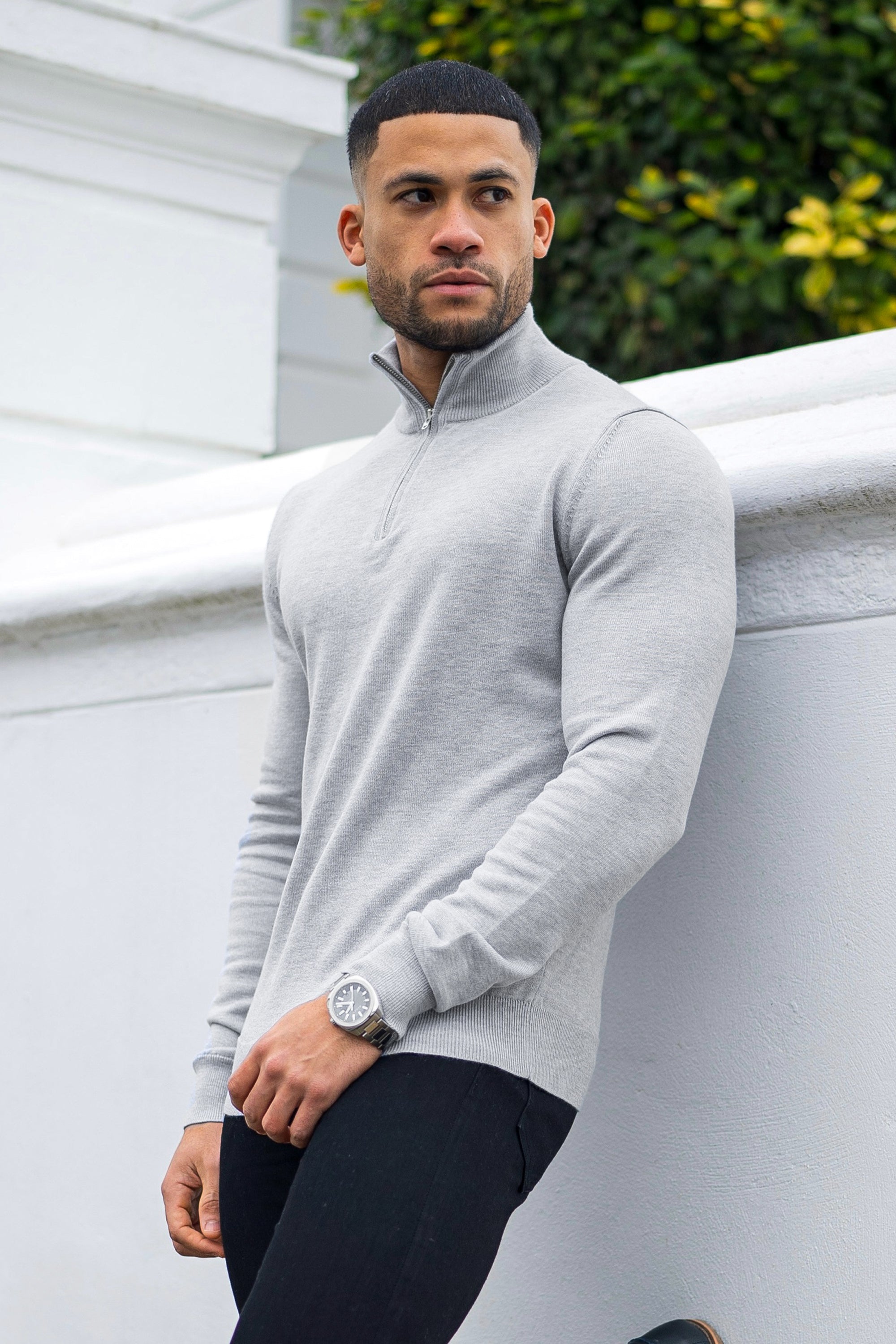 THE SANTONI - HALFZIP SWEATER - GREY - ICON. AMSTERDAM