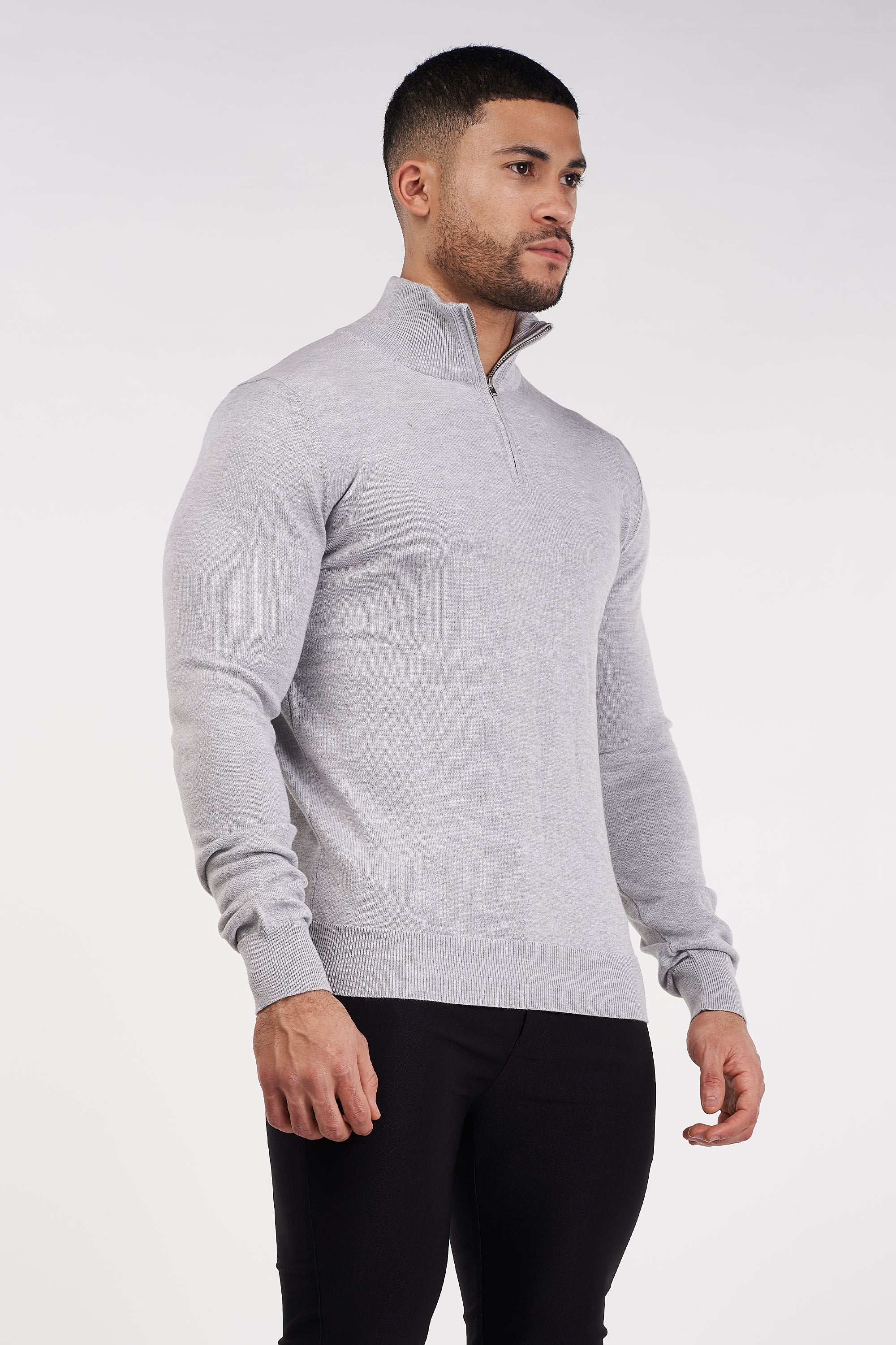 THE SANTONI - HALFZIP SWEATER - GREY - ICON. AMSTERDAM